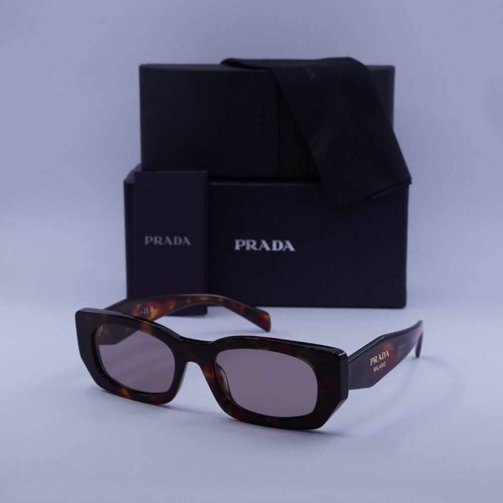Prada PRB05S 22A20I Sunglasses Poppy Havana Rectangle Frame - Picture 10 of 10